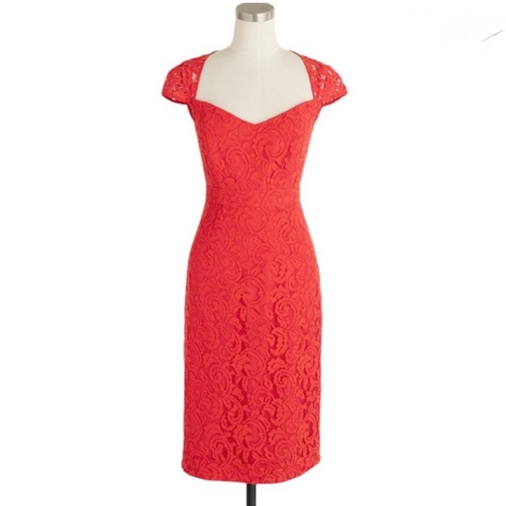J. Crew Tinsley Poppy Deep Coral Lace Dress